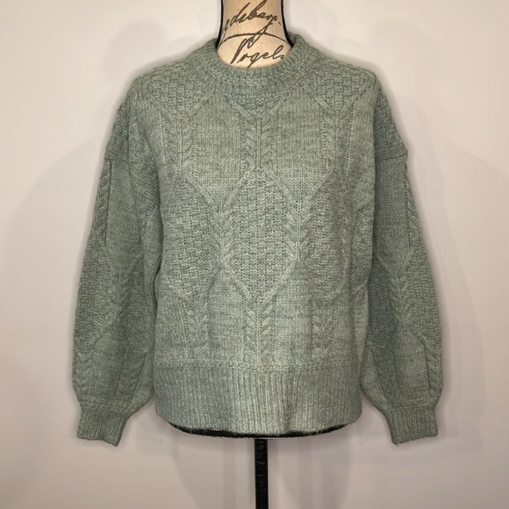 NWT FRNCH ‘Julia’ cable sweater open back keyhole in mint M